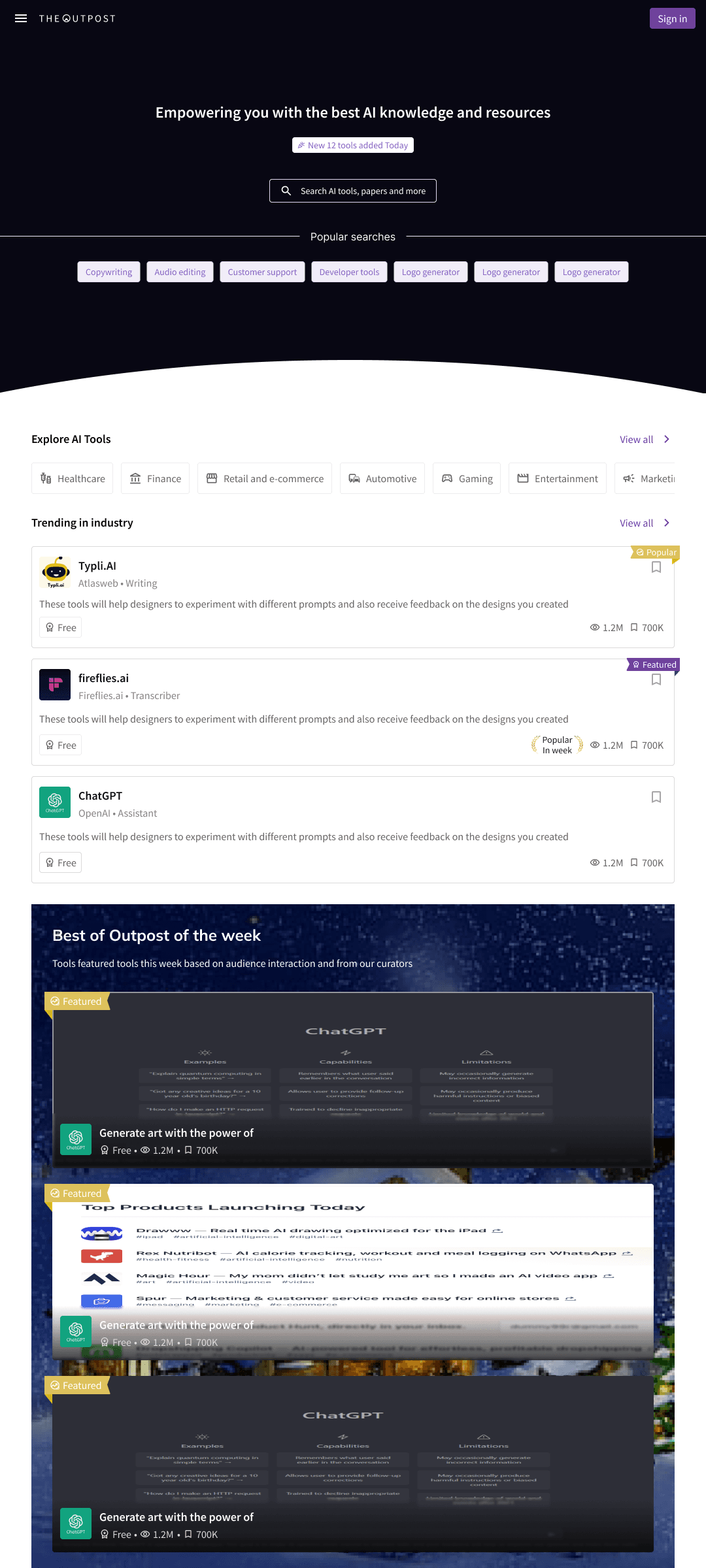 Increasing Engagement Through Strategic Redesign of TheOutpost.ai — secondary view